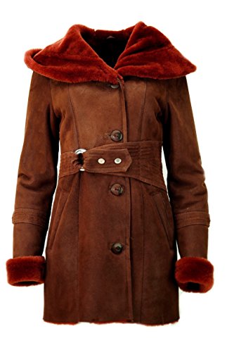 DX-Exclusive Wear Damen-Schaffellmantel, Lammfellmantel KPKK-0007 (36)