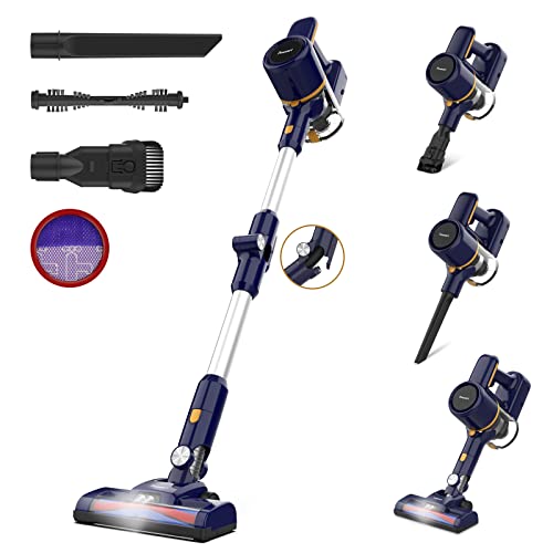 POWEART Cordless Vacuum Cleaner  6 in 1 Multifunction Cordless Stick Vacuum  2200mAh Vacuum Cleaner Rechargeable  Lightweight Vacuum Cleaner Hardwood Floor Pet Hair Home