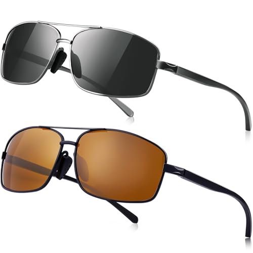 Image of Polarized Rectangle Sunglasses for Men Women UV400 Protection Adjustable Rectangular Driving Glasses Ultra Lightweight