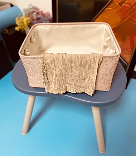 Yeaberr Storage Basket Bins, Large Foldable Fabric Storage Baskets With Handles For Clothes Toys Organizing Home Office Laundry Nursery Shelves, Baskets For Gifts Empty (Pink, 16.1X12.2X7.9 Inch) #TOP1