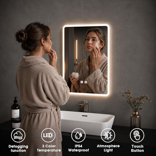 Miroir de salle de bain éclairé antibuée à intensité variable - 8