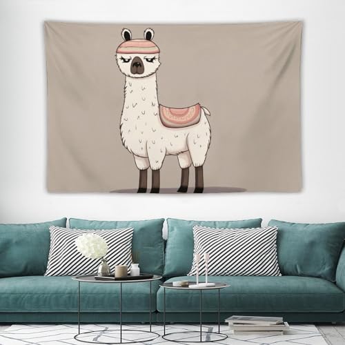 Tapisserie murale vintage lama grand format couverture esthétique douce