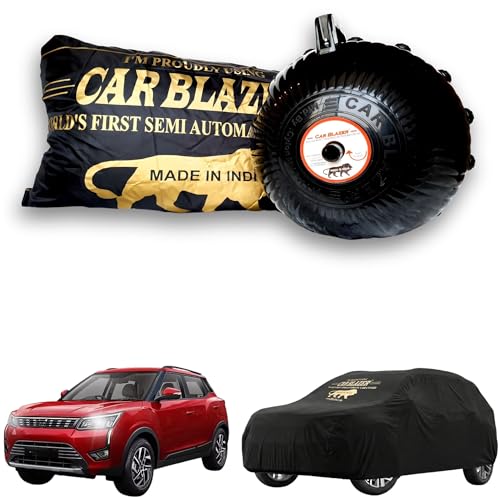 Image of CARBLAZER Portable & Semi-Automatic Full Body Car Covers: Heavy Duty Device| Anti-Theft| Dust & Scratch Proof | Water & Wind Resistant|Custom Fit| Dual-Side Cover, Compatible for Mahindra XUV300
