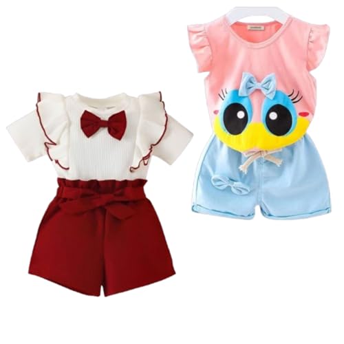 Image of 4YOU DRESSES Beautiful Cotton Blend Fabric Top and Shorts For Girls(Pack Of 2)