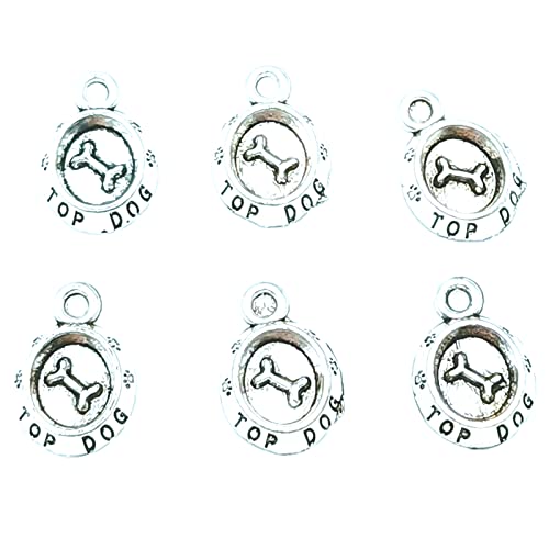 Yoogcorett 50Pcs Charms Antique Tibetan Vintage Silver Bulk Alloy Dog Bowl Bone Dog Food Dish Pendants For Diy Necklace Bracelet Jewellery Supplies And Crafts Making 16 X 12Mm (Ancient Silver) #TOP3