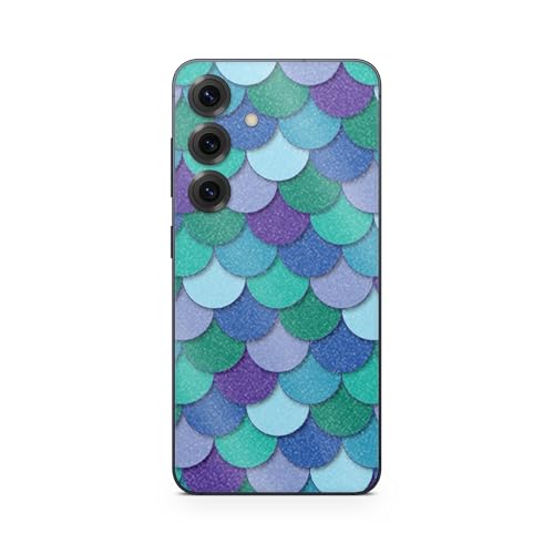 Glossy Glitter Phone Skin Compatible with Samsung Galaxy S25 - Blue Scales - Premium 3M Vinyl Protective Wrap Decal Cover - Easy to Apply | Crafted in The USA by MightySkins