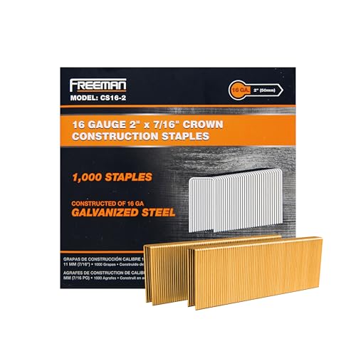 Freeman 16-Gauge Medium Crown Construction Staples | 2" | Glue