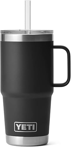 Miniatura 336 de YETI Rambler - Vaso de viaje con asa y tapa con popote, 35 onzas, vaso de agua de viaje, con asa, acero inoxidable, color blanco