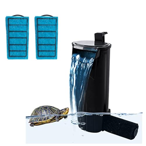 Image of Aquarium Internal Filter 5W 132GPH Low Waterfall Filter for Small Turtle Tank Shrimp Amphibian Frog Crab Freshwater Saltwater 5-40 Gallon with 2 Sponges