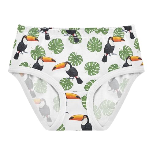 Joisal Girls Underwear Toddlers 2t Cotton Panties Little Girl Animals Briefs Kids Undies Toucans Green Tropical Leaves White