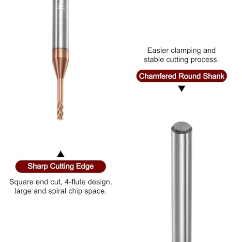 Image of HARFINGTON Square Nose End Mill 4mm Shank 1.5mm x 10mm AlTiSin Coated Solid Carbide Long Reach Extended Neck 4 Flutes CNC Router Bit Milling Cutter for Stainless Steel Hardened Steel