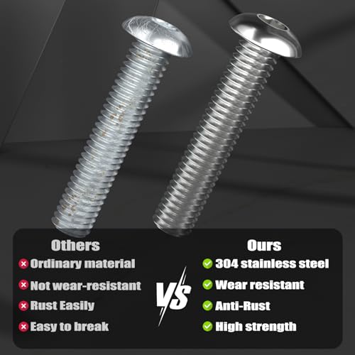 Image of VGBUY 30Pcs 1 /4-20 x 2 Button Head Socket Cap Bolts Screws, 304 Stainless Steel 18-8, Allen Hex Drive, Bright Finish, Fully Threaded, Hex Spanner Included (VG30310)