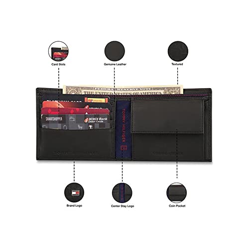 Image of Tommy Hilfiger Clyde Leather Global Coin Wallet for Men - Black, 4 Card Slots
