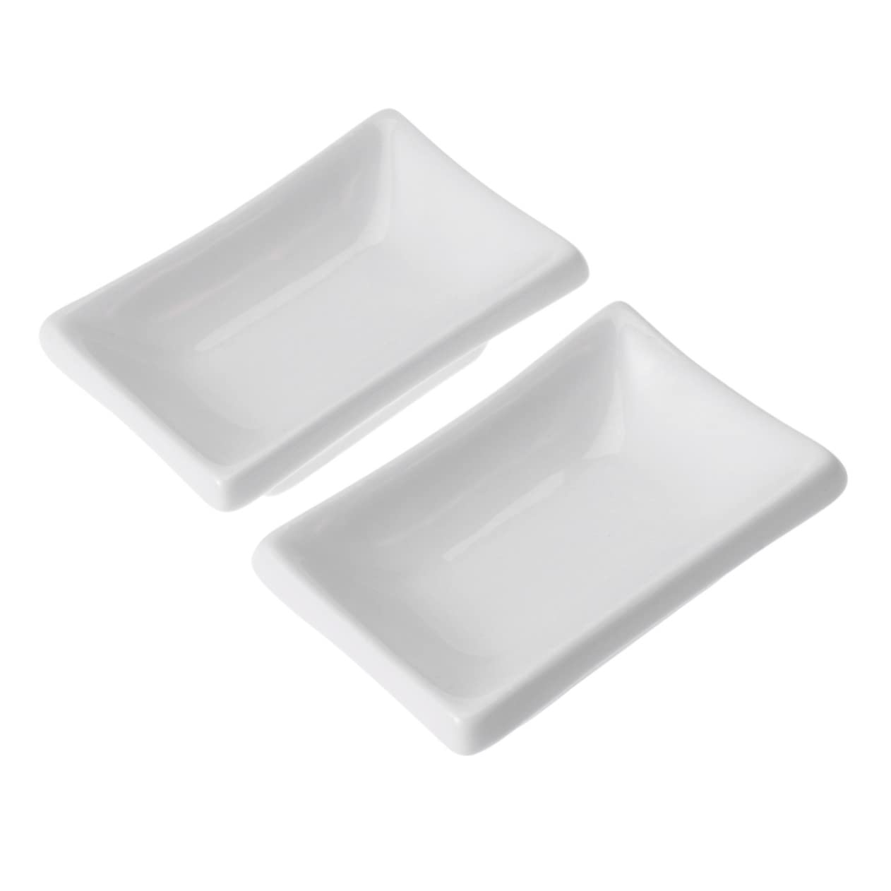 BRIGHTFUFU 2 Pcs Pure White Ceramic Sauce Dishes Japanese Style Spice Dish Tray for Dipping for Soy Sauce Condiments and Appetizers