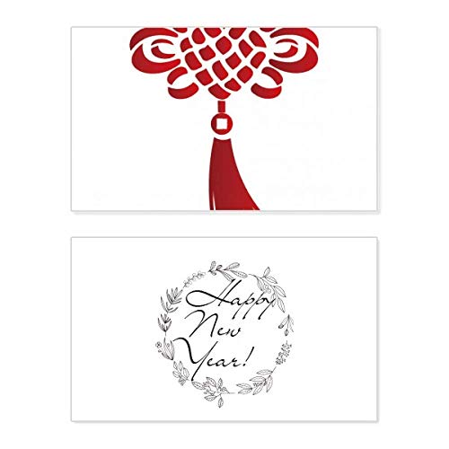 Tarjeta de Año Nuevo con Nudo Rojo para decorar tu hogar y regalar bendiciones tradicionales