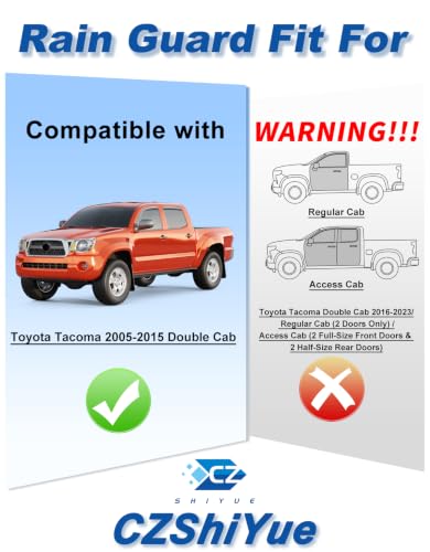 Image of Tape-on Rain Guards Fit for Toyota Tacoma 2005-2015 Double Cab Extra-Thick Window Rain Guard Window Deflectors Window Vent Visors Truck Vent Shades Exterior Car Accessories-4PCS