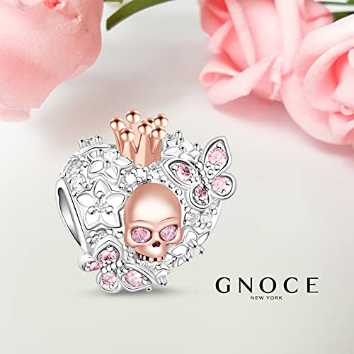 Image of GNOCE Skull Charm Bead Silver Pendant Dangle Charms fit Bracelet /Necklace Jewelry Gift for Women Men