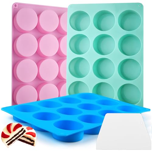 36-Cavity Round Chocolate Cookie Molds Cylinder Chocolate Cover Cookie Silicone Molds for Candy Mini Cakes Jelly Baking