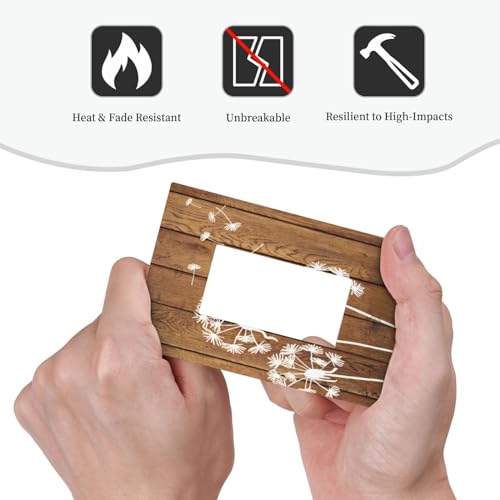 Plaque rustique en bois marron pissenlit pour interrupteur - 7