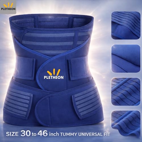 Image of PLETHEON 3 In 1 Postpartum Belly Band Post Pregnancy Abdominal Belt For Women After Birth Belly /Waist /Pelvis Wrap Postnatal Shapewear, (Fit from 30 Inch to 46 Inches of waist) (Blue)