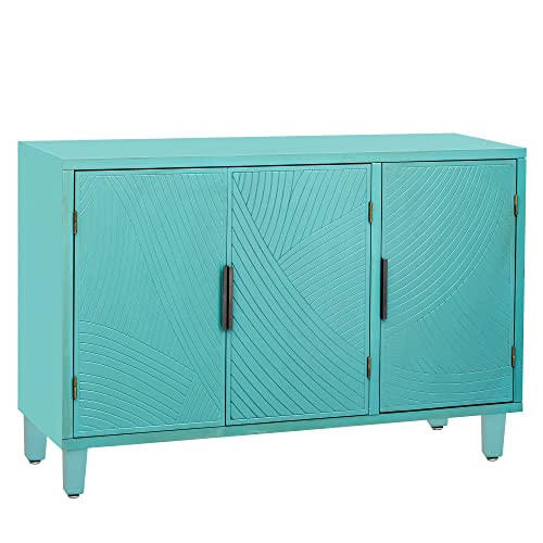 Ruisisi Sideboards And Buffets With Storage Antique Style Design Sideboard Buffet Cabinet Espresso For Living Room Kitchen Dining Room Entryway 45.3 Inch Console Table Antique Blue Green #TOP4
