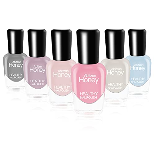 Abitzon Non Toxic Nail Polish Set Eco Friendly Easy Peel Off & Quick Dry Water Based Nail Polish (6 Bottles)
