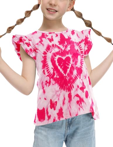 Image of Arshiner Girls Shirts Ruffle Short Sleeve Summer Cute Casual Crewneck Tops Blouse Tee