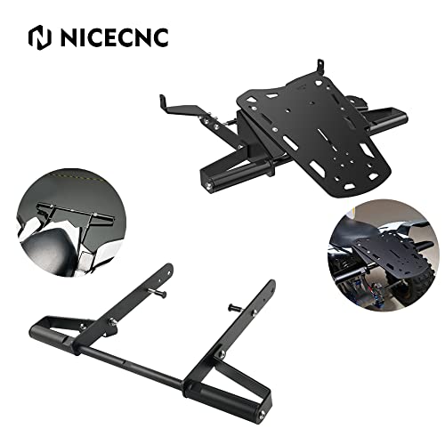 NICECNC Black Rear Wide Grab Bar and Rear Luggage Rack Grab Bar Carrier Mounted 52mm35mm Compatible with Yamaha Raptor 700