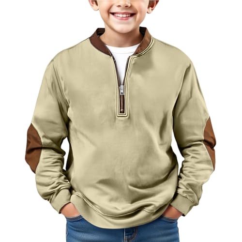 Boys Cotton Soft Sweatshirts Half Zip up Pullover Tops Clothes Fall Outdoor Casual Long Sleeve Sweatshirts with Pockets
