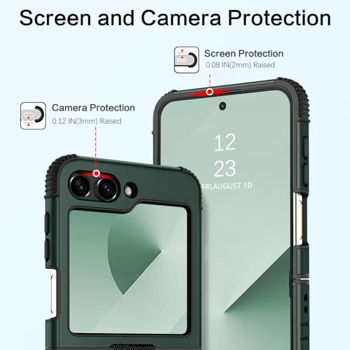 Image of BENTOBEN for Samsung Galaxy Z Flip 6 5G Case with Ring, Heavy Duty 2 in 1 Full Body Rugged Galaxy Z Flip6 Case Girls Women Boy Men Shockproof Protection Cover for Samsung Z Flip 6 6.7 inch,Midnight Green