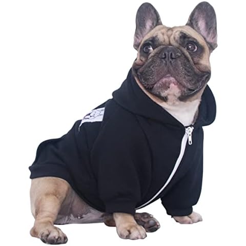 iChoue Pug Clothes Hoodies for Dogs Puppy French Bulldog Frenchie English Boston Terrier Bully Pitbull Sweatshirt Sweater Clothing Cold Weather Winter Coats - Black/Small Cover
