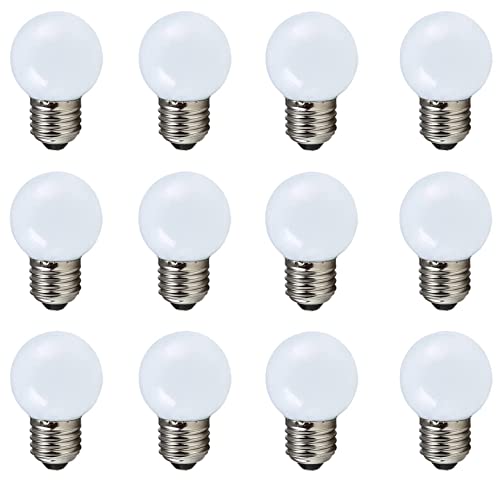 Paquete de 12 bombillas LED E27, bombilla de color 2W G45 LED de pelota de golf, bombilla incandescente de 20W Equilavent, bombilla de rosca Edison blanca cálida de 3000K, no regulable