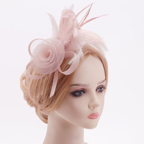 Image of DRESHOW Fascinators Hats for Women Tea Party Fascinator Hats Vintage 50s Headwear Cocktail Wedding Church Derby Hat