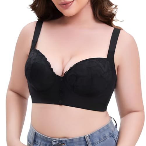 Womens Underwire Bra One Smooth Light T Shirt Convertible Bralette Daily Versatile Everyday(Black, 80AB)