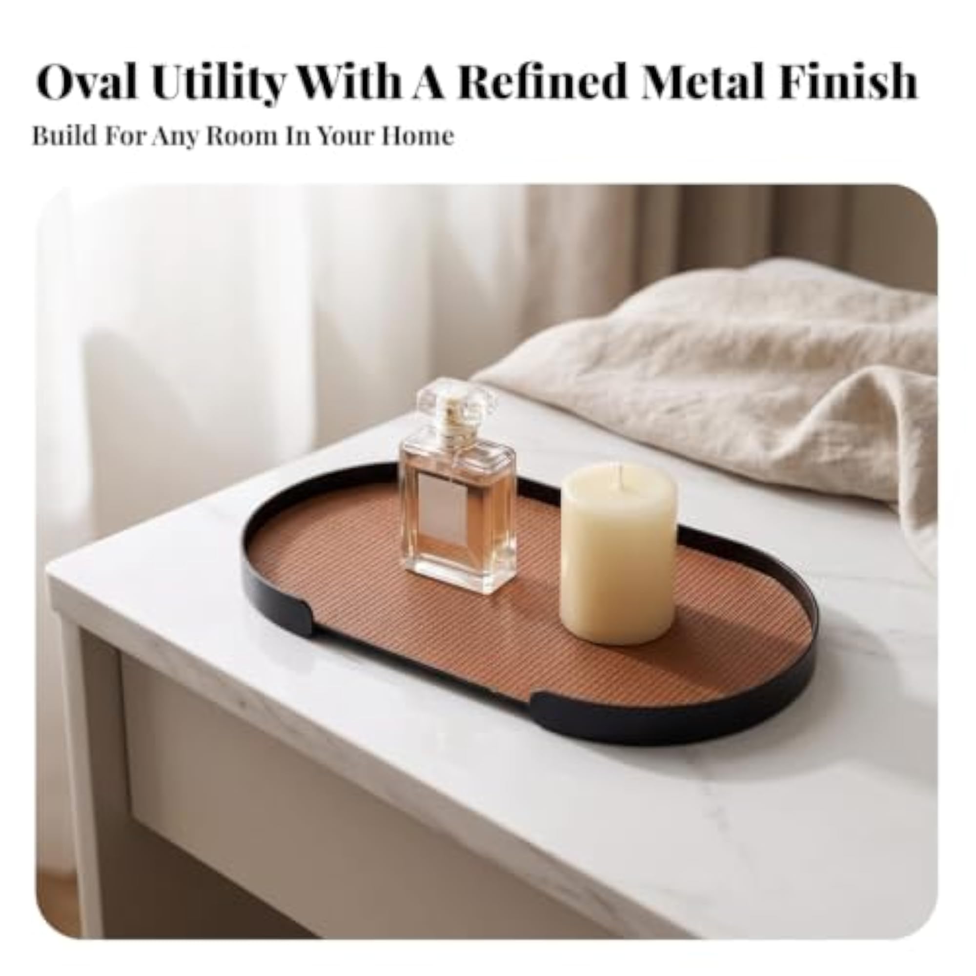 Long Oval Metal Tray, Decorative Minimalist Design