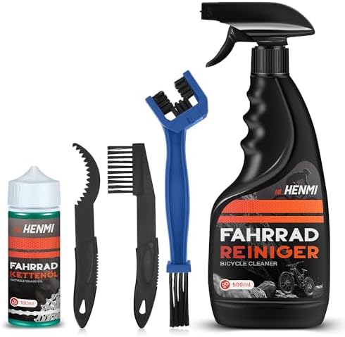 HENMI Bike Cleaning Kit and Chain Oil Lubricant with Bicycle Degreaser 500ML,Bike Chain Lube 100ML,Cleaner Brush Tool,Rear Cogs,Chainrings,Suitable for All Types