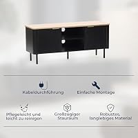 Hometopia TV-Lowboard 120 cm, Schwarz mit Holzoptik und Metallbeinen – Ansicht 4