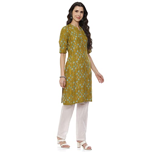 Image of Rangriti Lime Green Liva Straight Kurta for Women