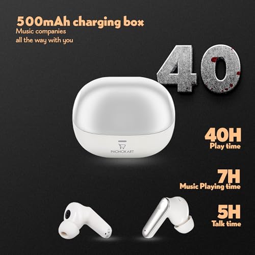 Image of Phonokart TWS Earbuds 500mAh Charging Box,40H Play Time, 7H Music Playtime, 5H Talk Time (Black)