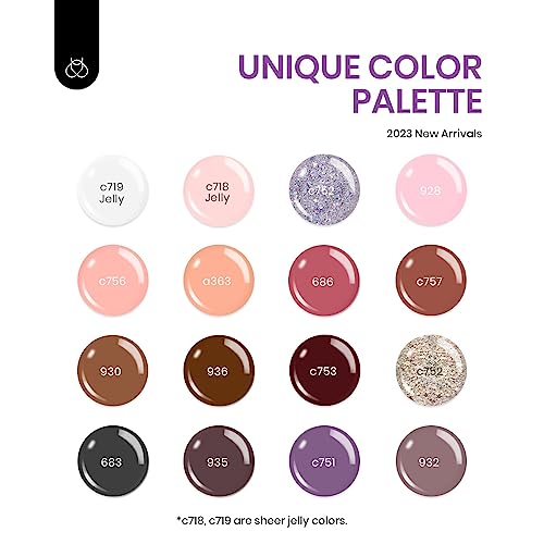 Image of beetles Gel Polish 16 Colors Gel Nail Polish Set White Dark Brown Pink Nude