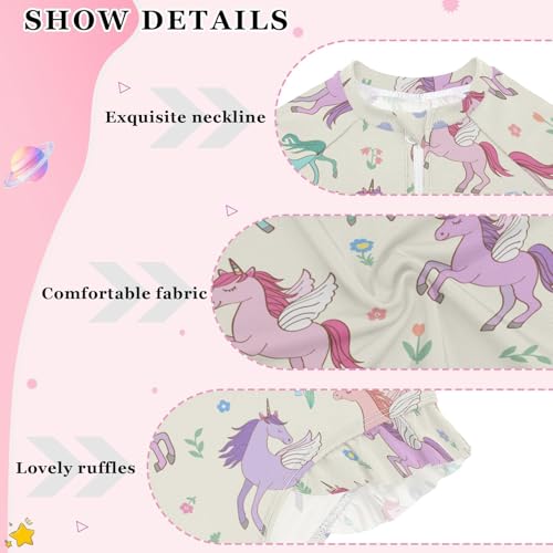 susiyo Winged Pegasus Girls Long Sleeve One Piece Swimsuits Rash Guard Bathing Suit UPF 50+ Zipper Girl Swimwear4