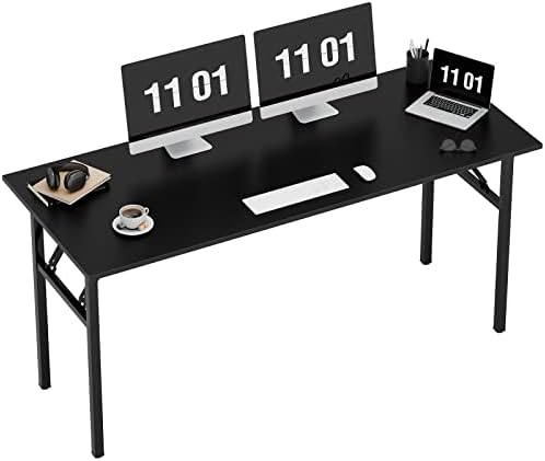 Need Computer Desk Office Desk 62 inches Folding Table with BIFMA Certification Computer Table Dining Table No Install Needed, Black