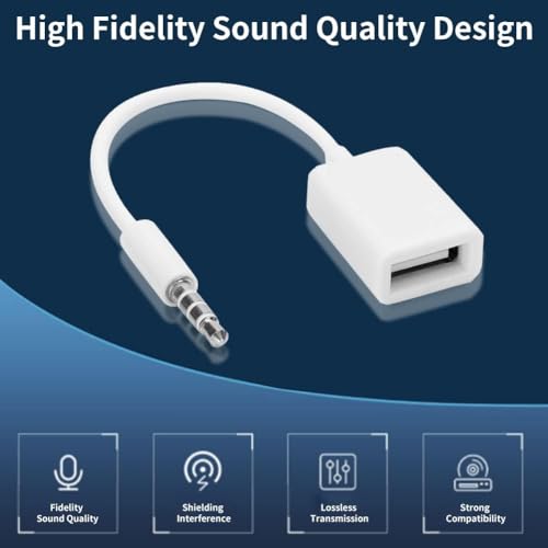 Cable adaptador de audio Jack 3.5mm macho a USB hembra miniatura 7