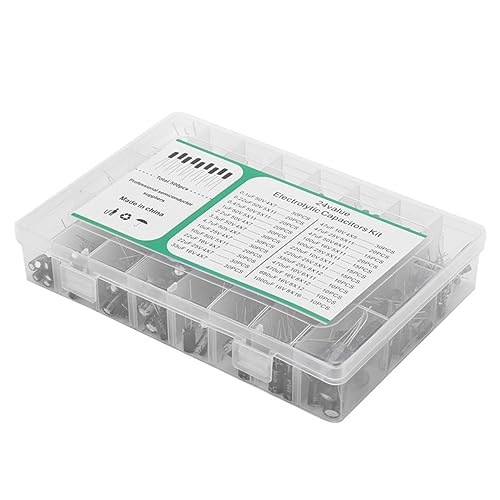Hailege 500pcs Elektrolytkondensator Kit 0,1uF-1000uF 24 Werte gemischte DIP Elektrolytkondensatoren Sortiment Kit 10V/16V/25V/50V mit Aufbewahrungsbox