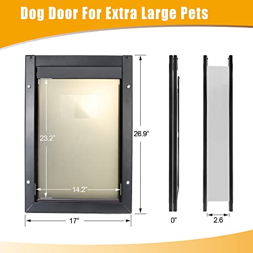 Xl Dog Door For Large Dogs, Heavy Duty Dog Door With Telescoping Tunnel Double Flap Aluminum Frame Security Panel(Handle Included) For Interior Exterior Doors… #TOP6
