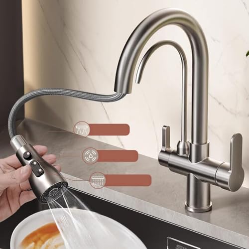Grifo de cocina de 3 vías para agua filtrada y fregadero moderno 3