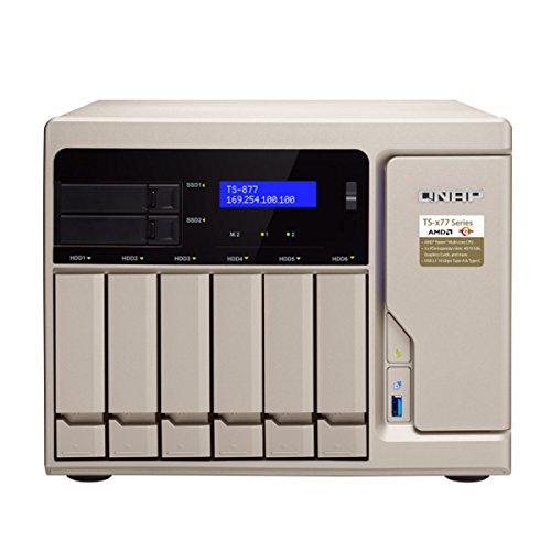 QNAP TS-877-1700-16G-US High-Performance 8 Bay (6+2) NAS/iSCSI IP-SAN. AMD Ryzen 7 1700 8-core 3.0GHz, 16GB RAM, 10G-Ready