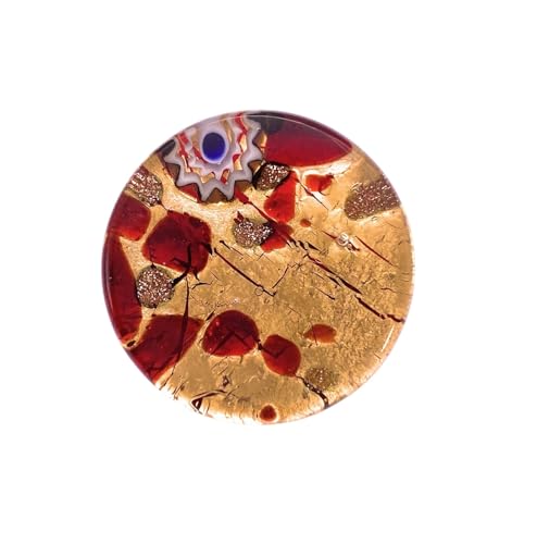 Broche en verre de Murano authentique ornée de feuilles d'or d'Italie