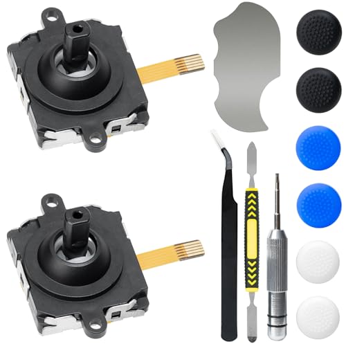 2 Pack Joystick Replacement Kit for Meta Quest 3 Controller, Accessories for Meta Quest 3 Controller, Featuring 2 Joysticks, 1 Screwdriver, 1 Tweezer,1 Pry Tool and 6 Thumb Grip Caps