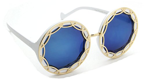 Women Sunglasses Retro Vintage Fashion Oversized Round Flash Mirror Lens